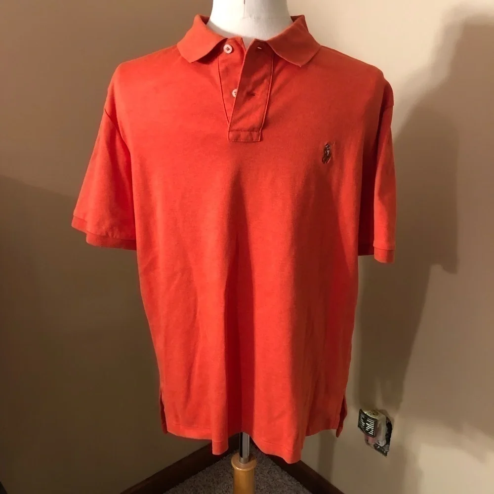 Polo Ralph Lauren Mens Pima Soft Touch Orange Polo Shirt Sz L EUC